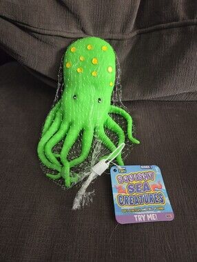 Squishy Sea Creature Octopus Toy - Bright Green with Yellow Spots